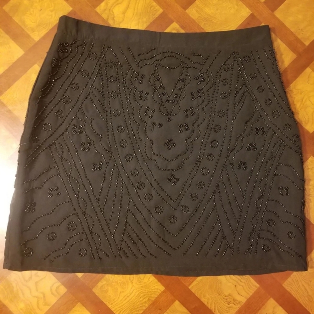 Black Beaded floral design Mini Skirt - Forever21- Size Small